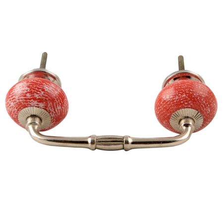 Red Ceramic Floral Bridge Handle